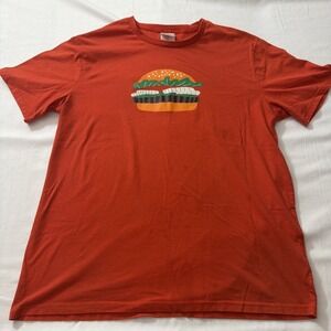Burger King Official Whopper Sandwich Employee Crew Member Red T-Shirt 2XL Stain